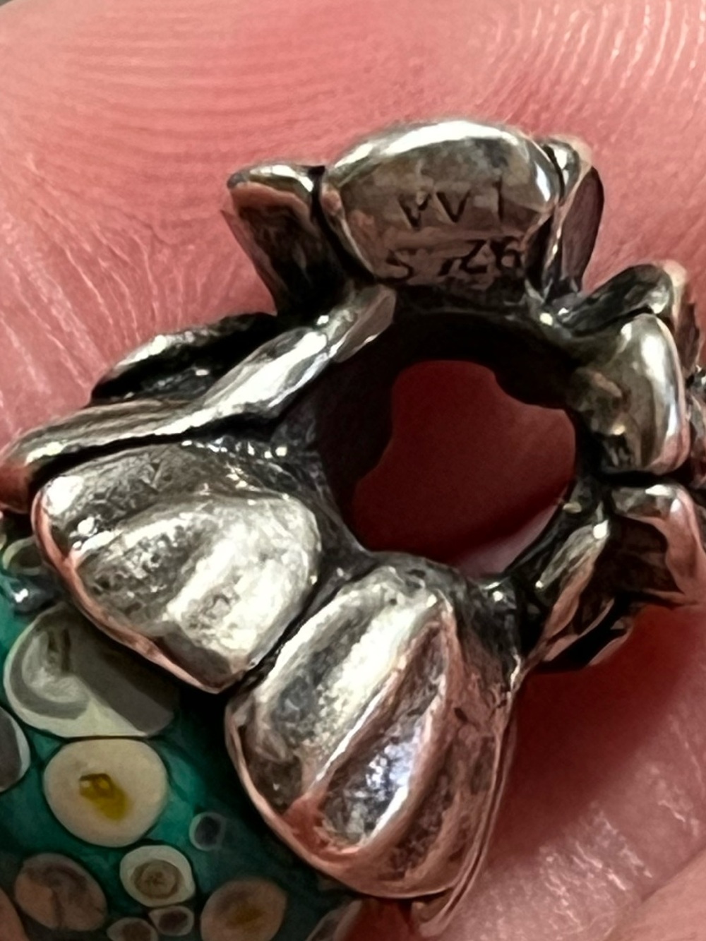 Authentic Trollbeads Forget-Me-Not With Bud Sterling Silver 925 Glass Bead - Picture 6 of 8